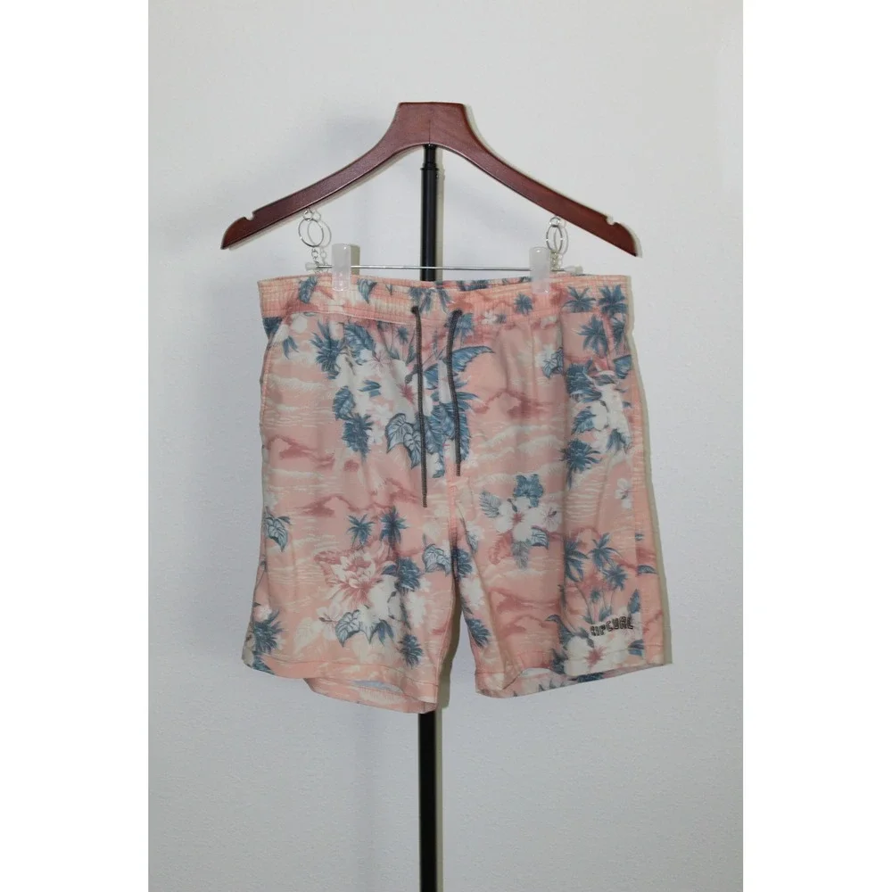 Rip Curl Men's Lay Days Tropical Floral Boardshorts Pink Blue Swim Trunks Size S